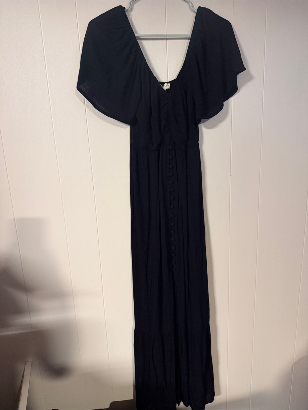 Black Flutter Sleeve Maxi Dress - Women